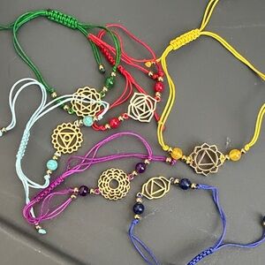 Chakra Adjustable Bracelets with Gold Accents